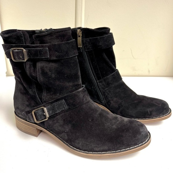 PAUL GREEN black suede casual boots comfy biker western women’s size 7US - Picture 2 of 11